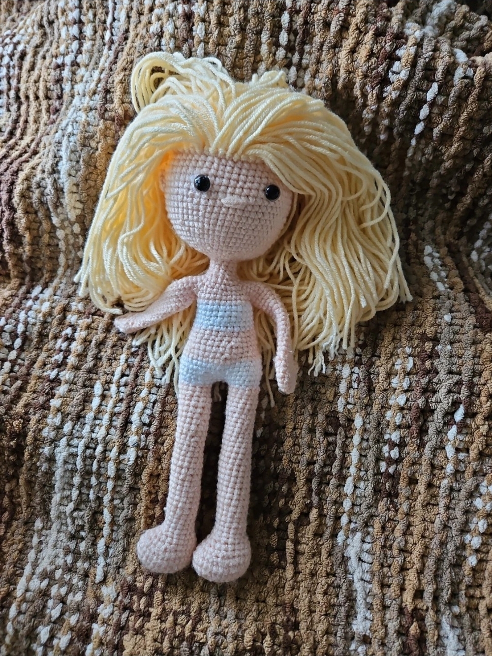 Handcrafted Cream-Haired Crochet Doll for Kids